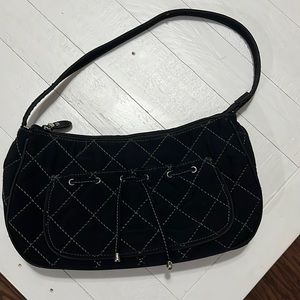 Vera Bradley, black, front outside pocket inside one zipper and two open